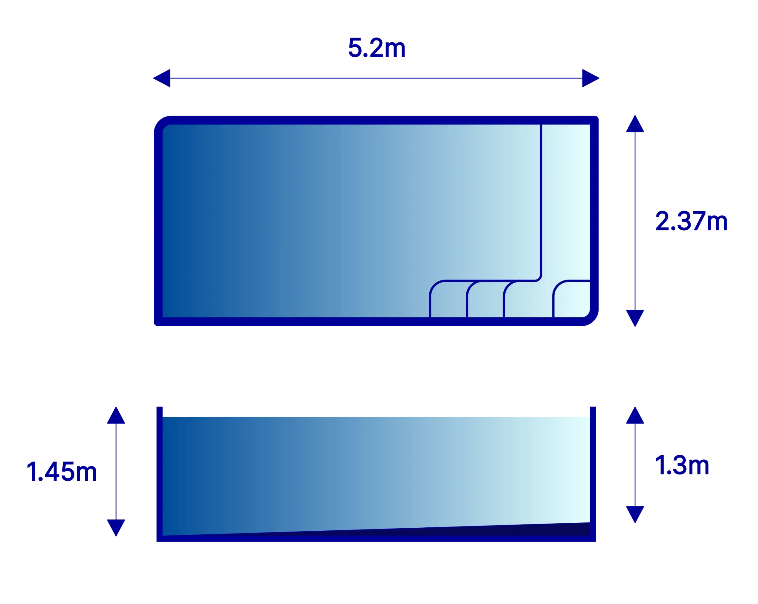 5.2 meter fibreglass pool blueprint dimensions